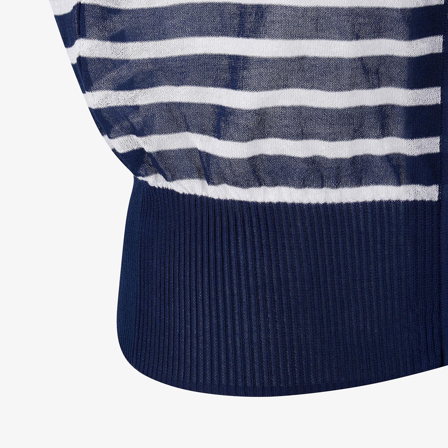 Stripe Pattern Sheer Zip-Up Cardigan_NA
