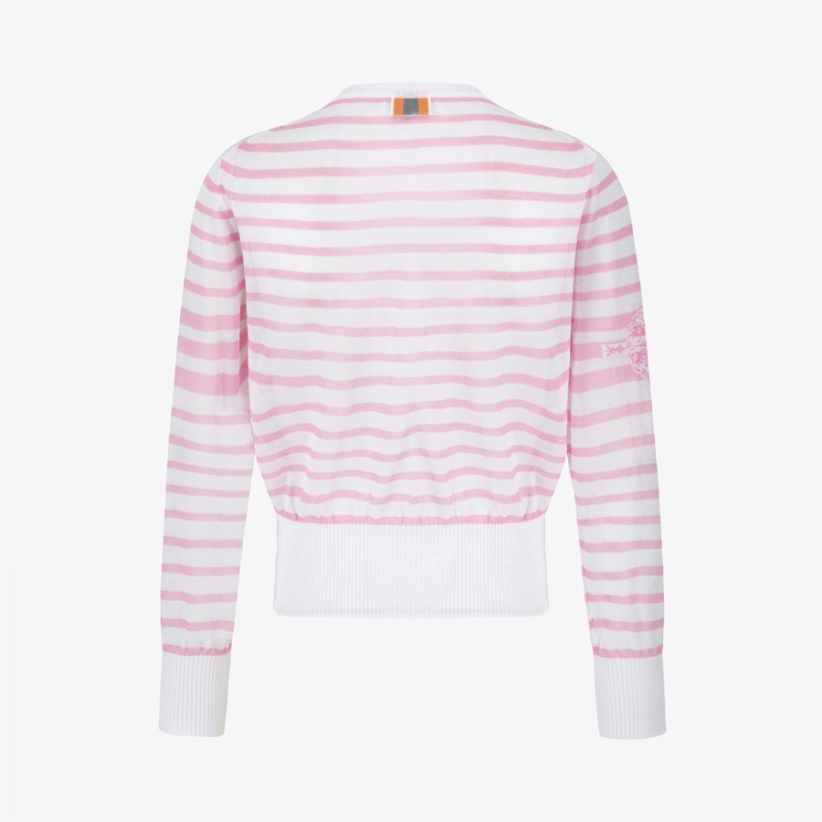 Stripe Pattern Sheer Zip-Up Cardigan_PK