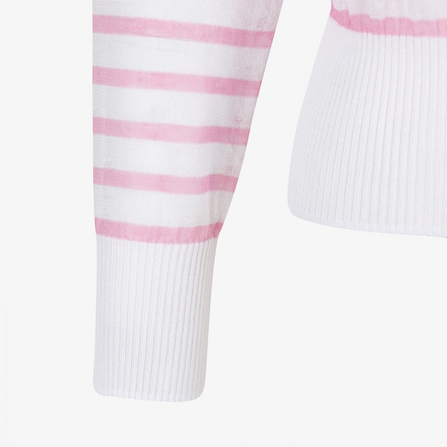Stripe Pattern Sheer Zip-Up Cardigan_PK