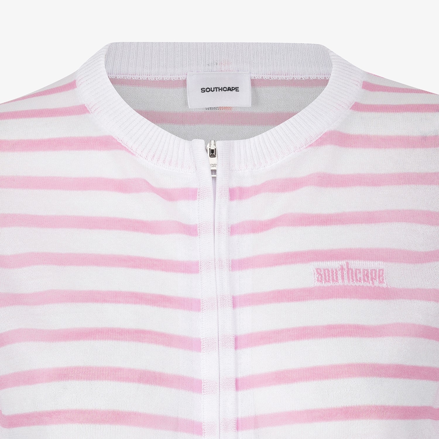 Stripe Pattern Sheer Zip-Up Cardigan_PK