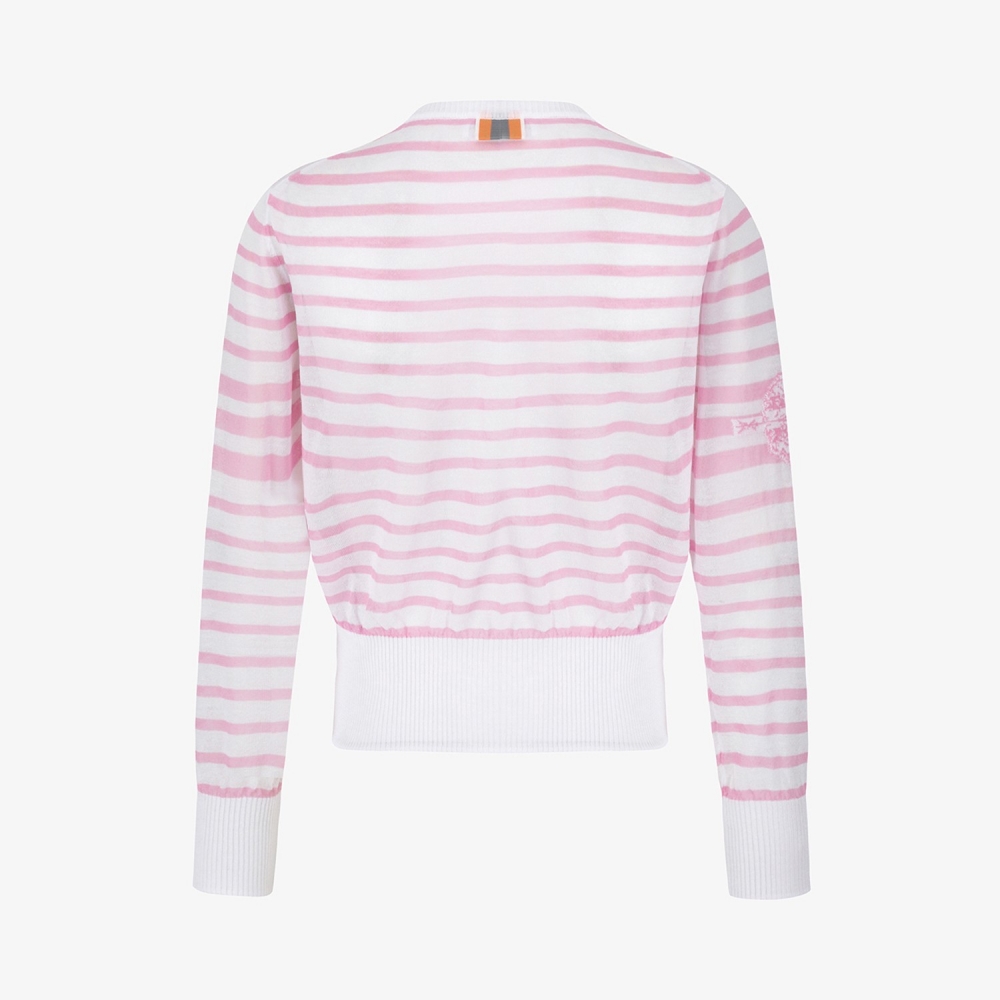 Stripe Pattern Sheer Zip-Up Cardigan_PK