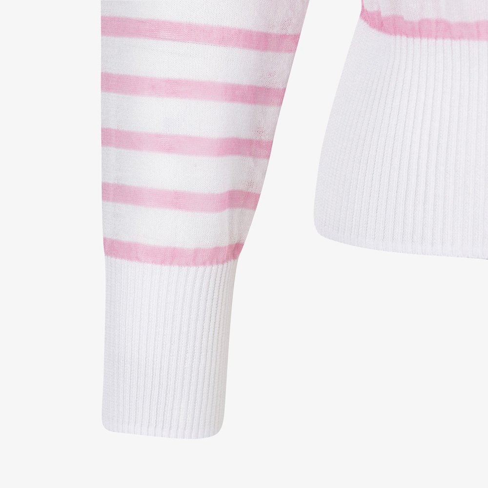 Stripe Pattern Sheer Zip-Up Cardigan_PK