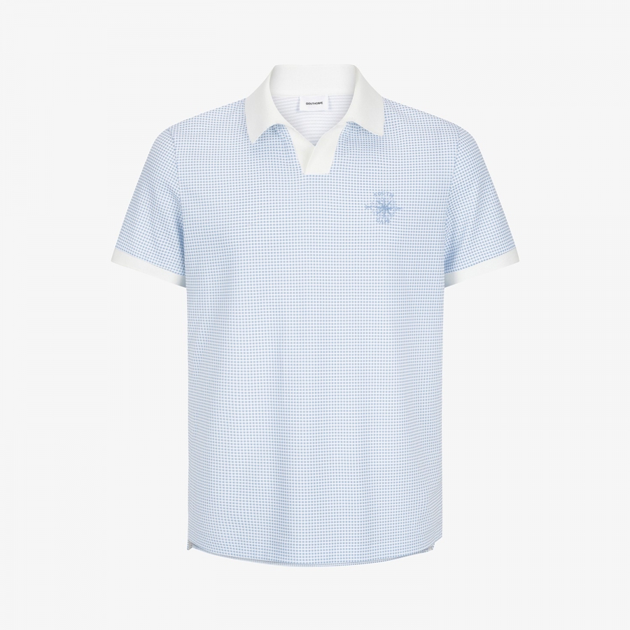 Southcross Gingham Check Open-Collar T-Shirt_LB