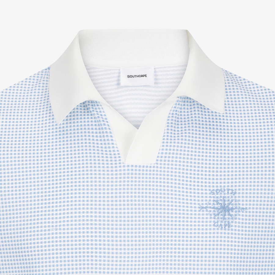 Southcross Gingham Check Open-Collar T-Shirt_LB | T-SHIRT - SOUTHCAPE