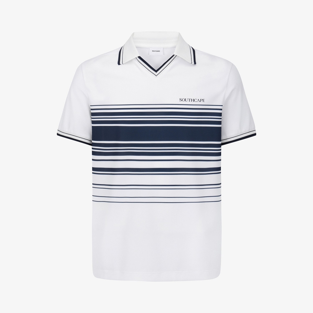 Stripe V-Neck Collar T-Shirt_NA