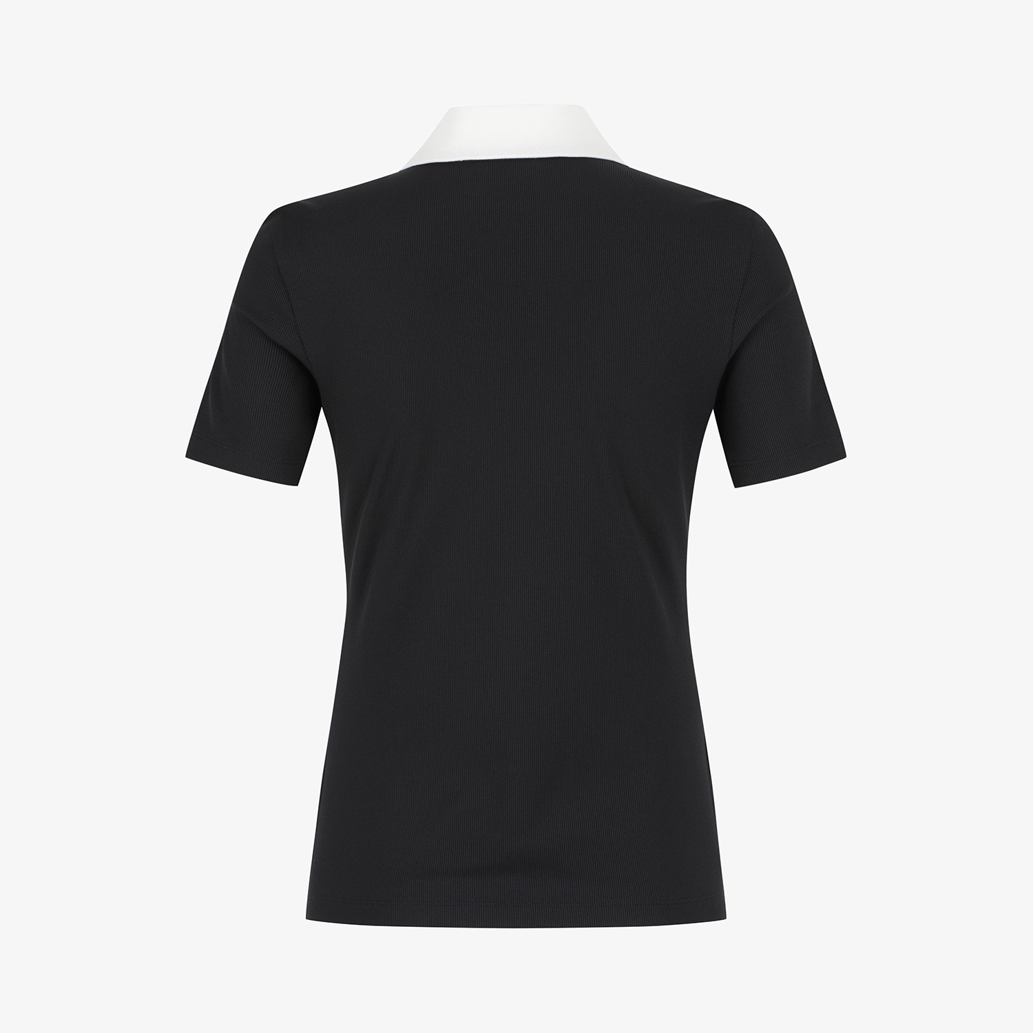 Ribbed Contrast Collar Short Sleeve T-Shirt_BK