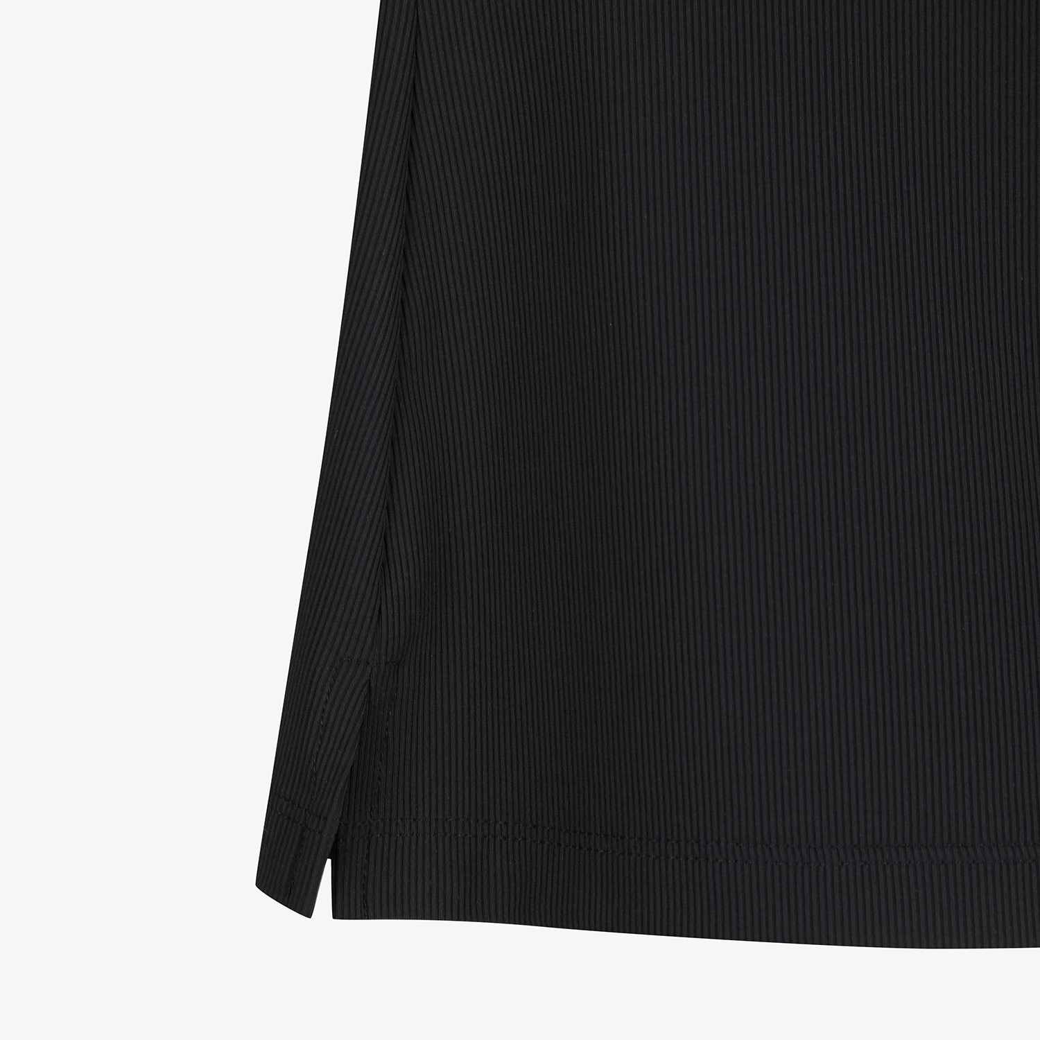 Ribbed Contrast Collar Short Sleeve T-Shirt_BK