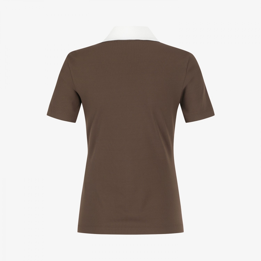 Ribbed Contrast Collar Short Sleeve T-Shirt_DW