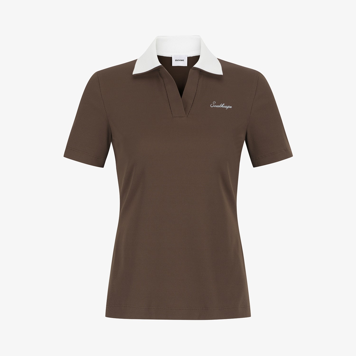 Ribbed Contrast Collar Short Sleeve T-Shirt_DW