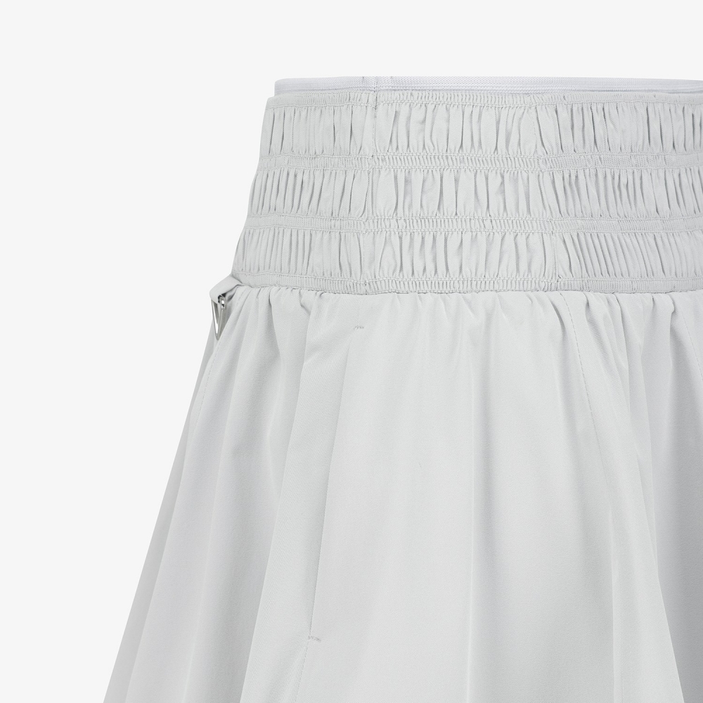 Smocking Flare Twill Skirt_LG