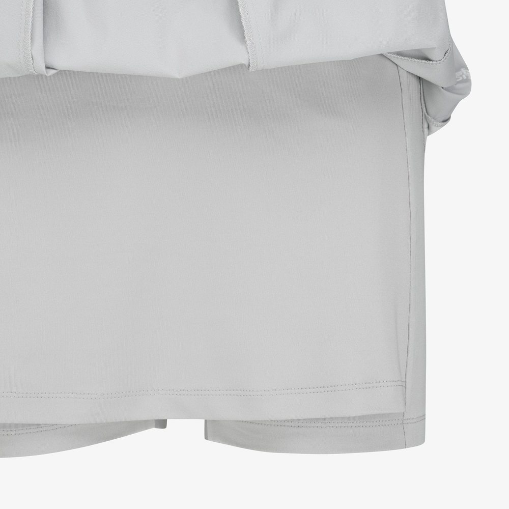 Smocking Flare Twill Skirt_LG