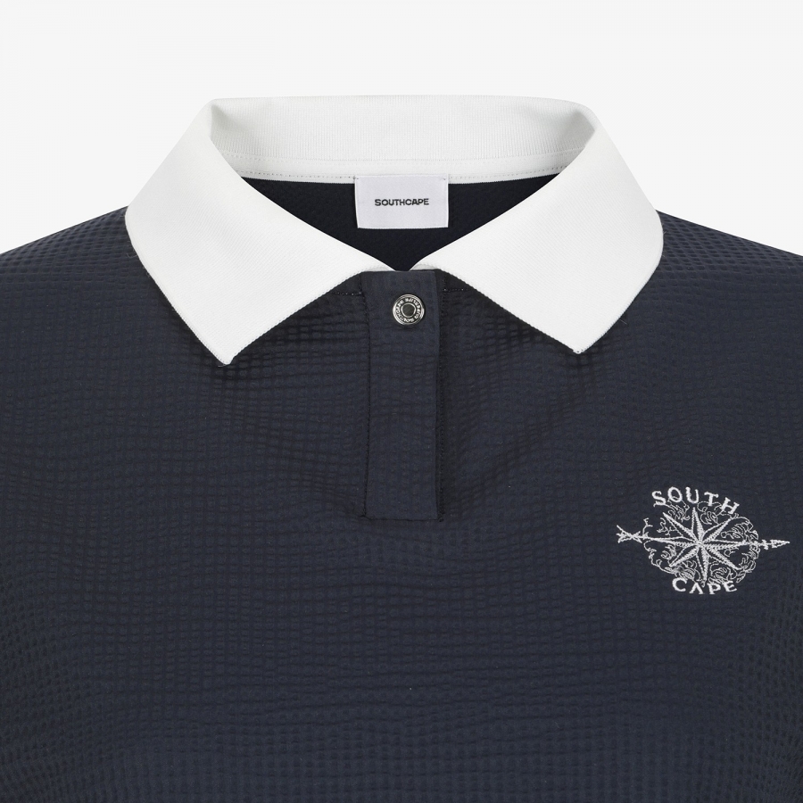 Waffle Texture Collar T-Shirt_NA