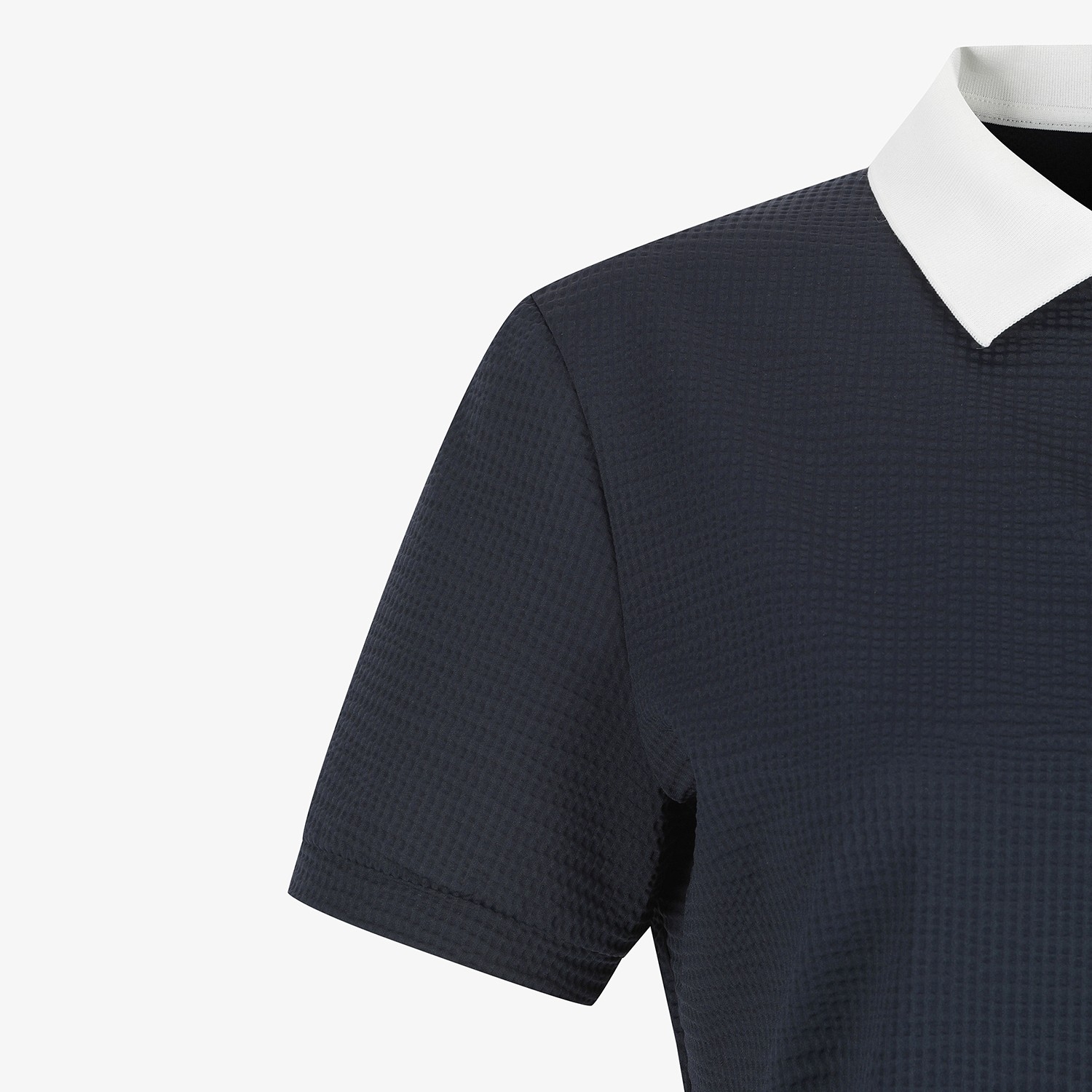 Waffle Texture Collar T-Shirt_NA
