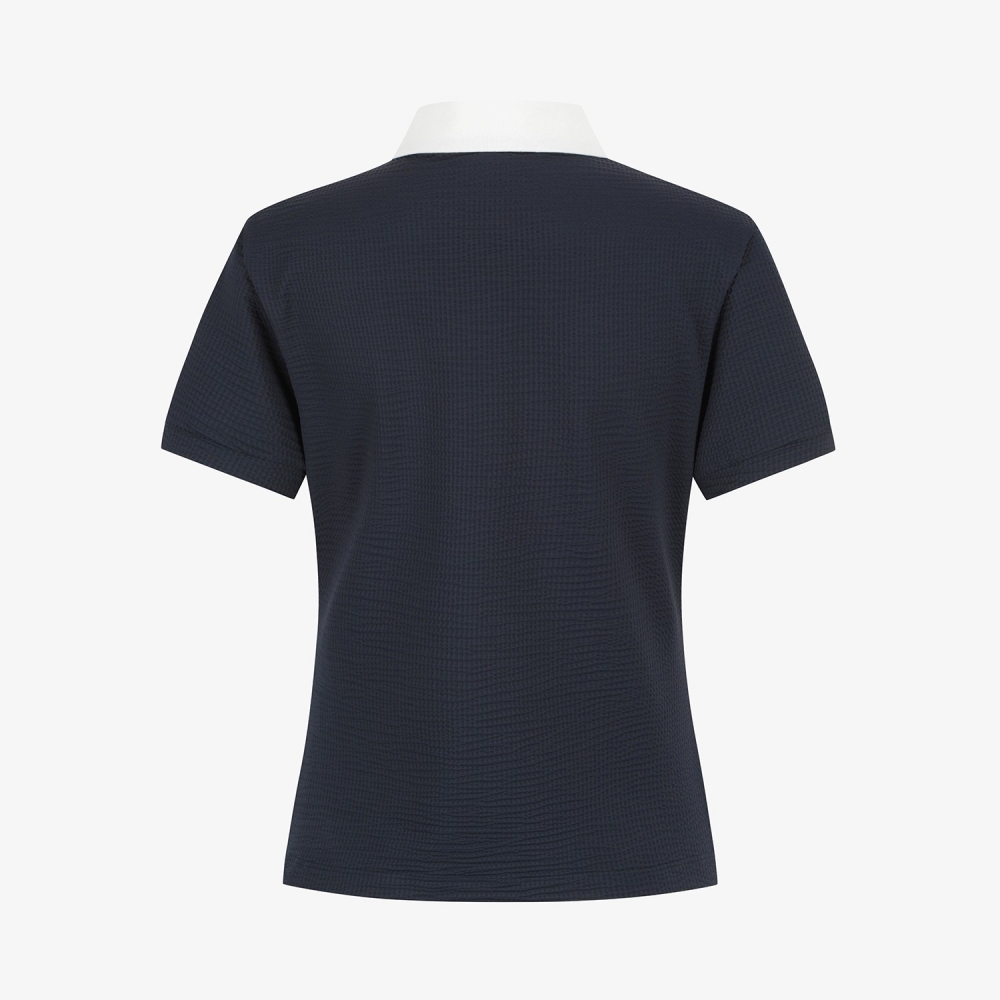 Waffle Texture Collar T-Shirt_NA