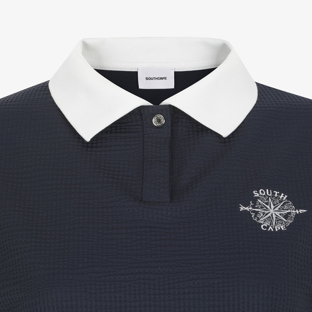 Waffle Texture Collar T-Shirt_NA