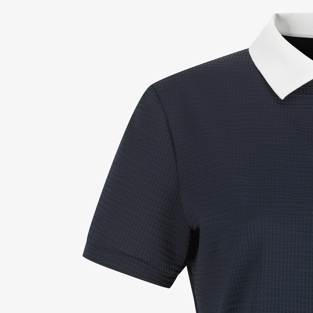 Waffle Texture Collar T-Shirt_NA
