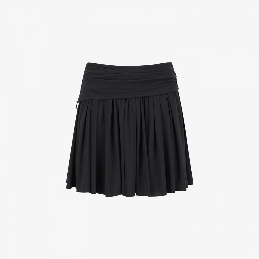 Southcross Solid Shirring Skirt_BK