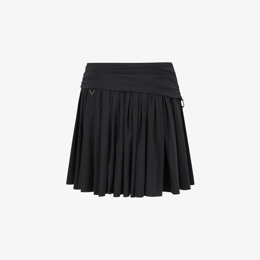 Southcross Solid Shirring Skirt_BK