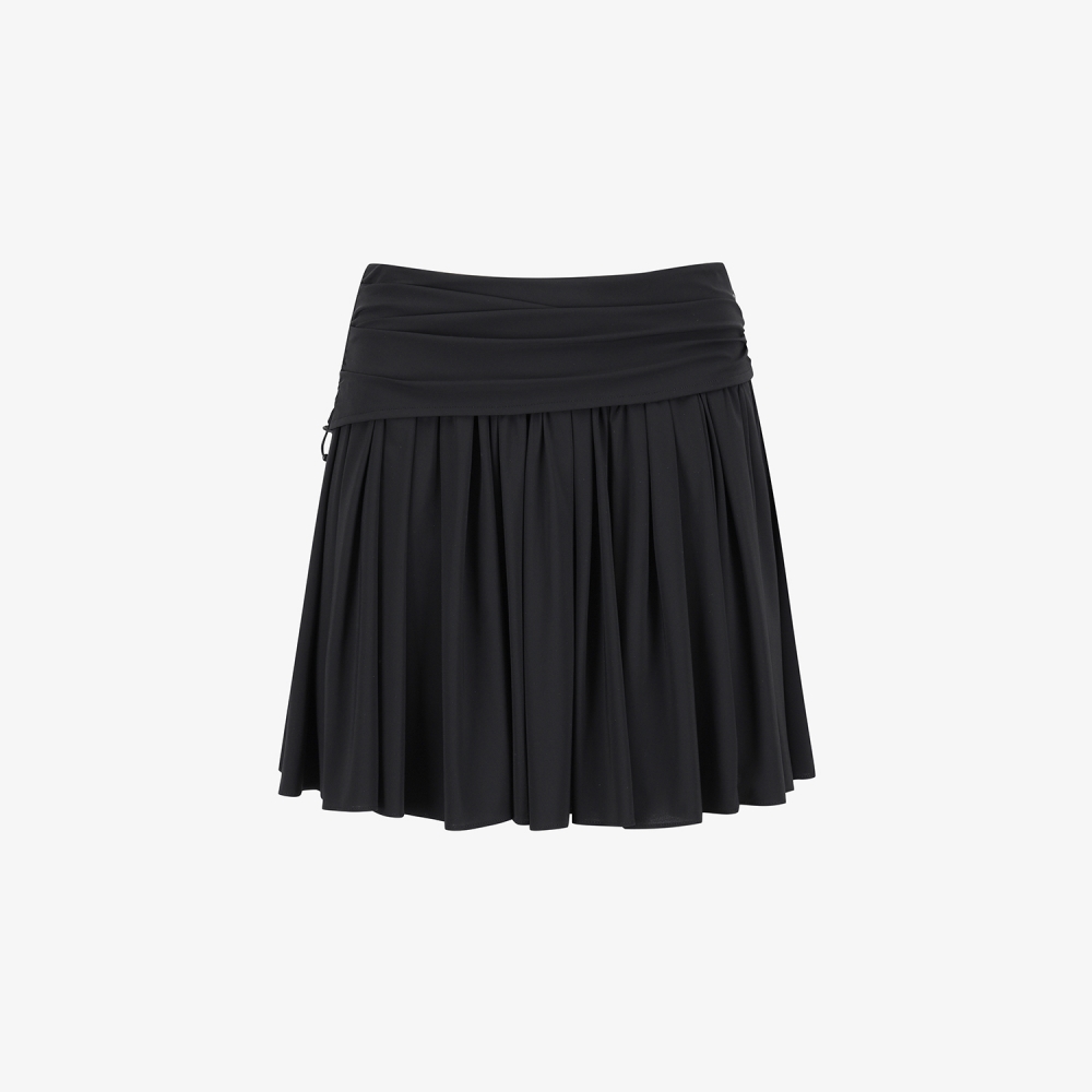 Southcross Solid Shirring Skirt_BK