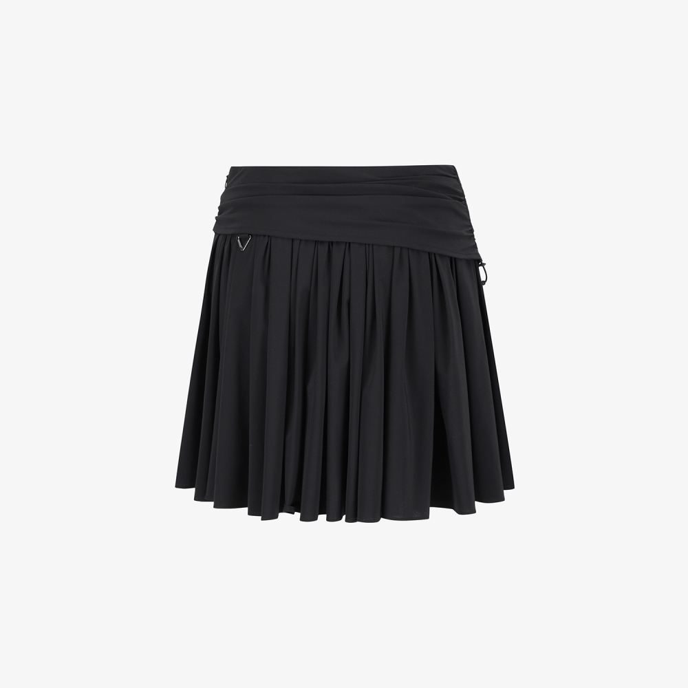 Southcross Solid Shirring Skirt_BK