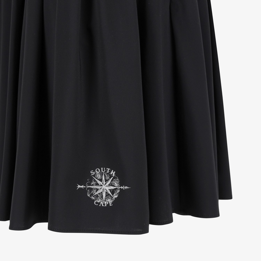 Southcross Solid Shirring Skirt_BK