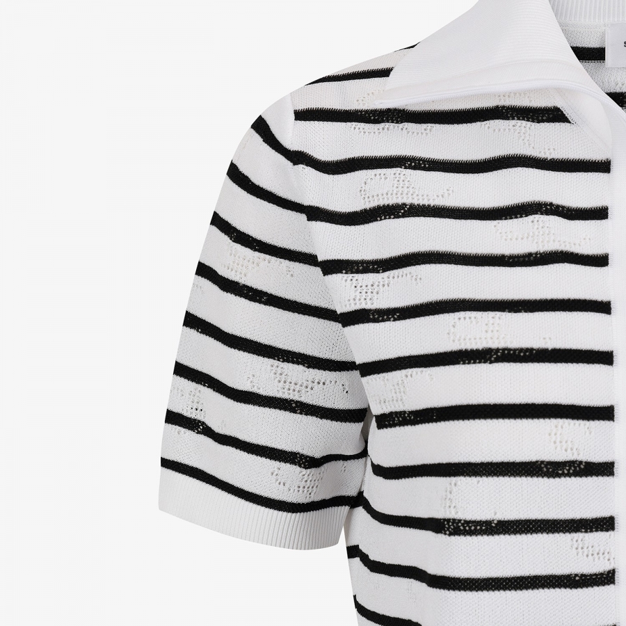 SC Logo Sailor Collar Zip-Up Cardigan_WT
