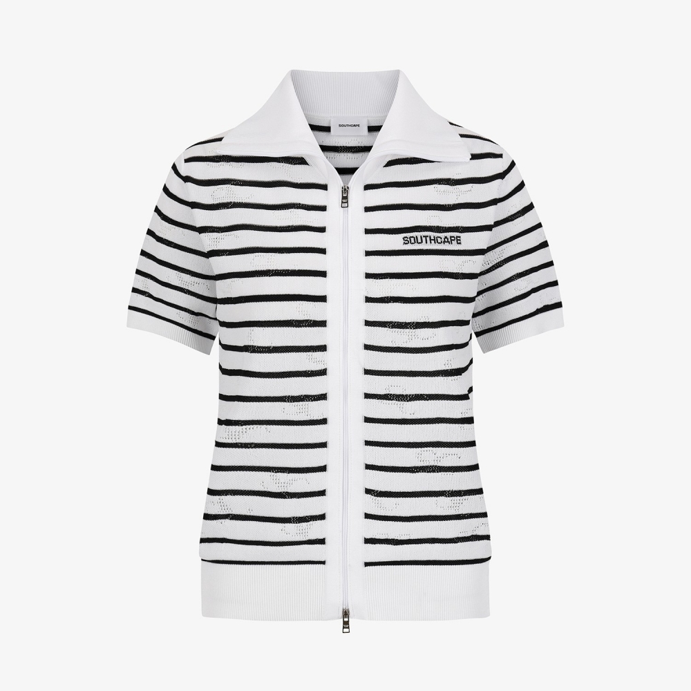 SC Logo Sailor Collar Zip-Up Cardigan_WT