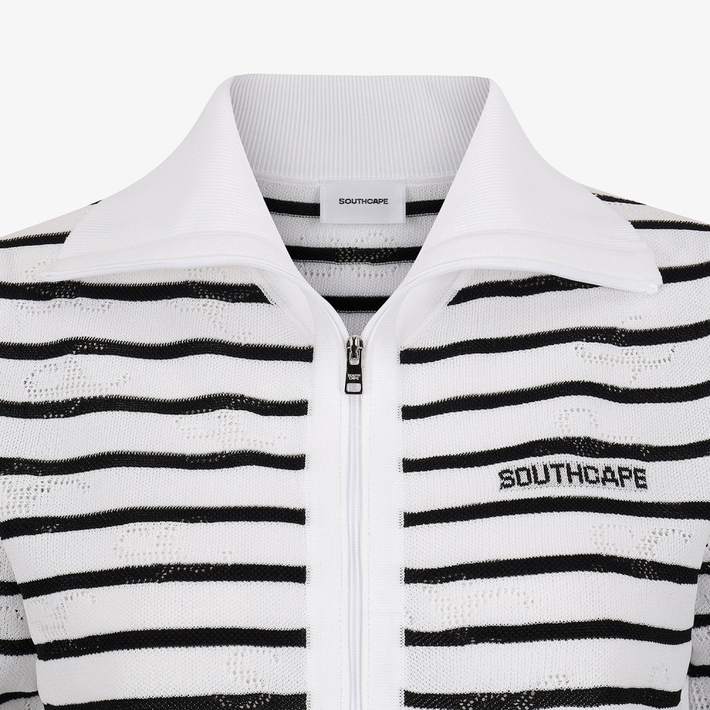 SC Logo Sailor Collar Zip-Up Cardigan_WT