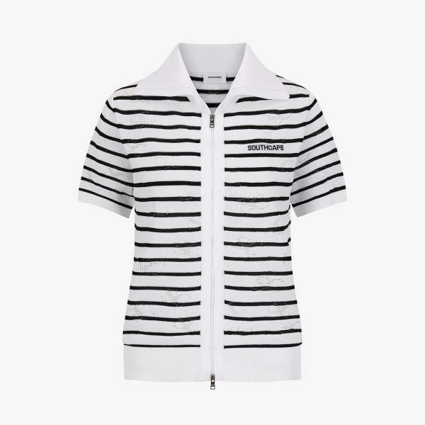 SC Logo Sailor Collar Zip-Up Cardigan_WT