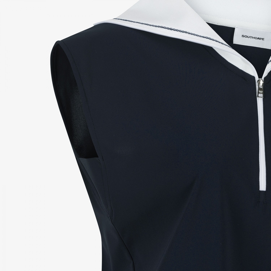 Sailor-Collar Half-Zip Sleeveless_DA