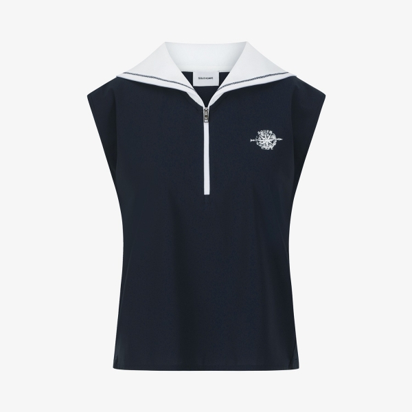 Sailor-Collar Half-Zip Sleeveless_DA