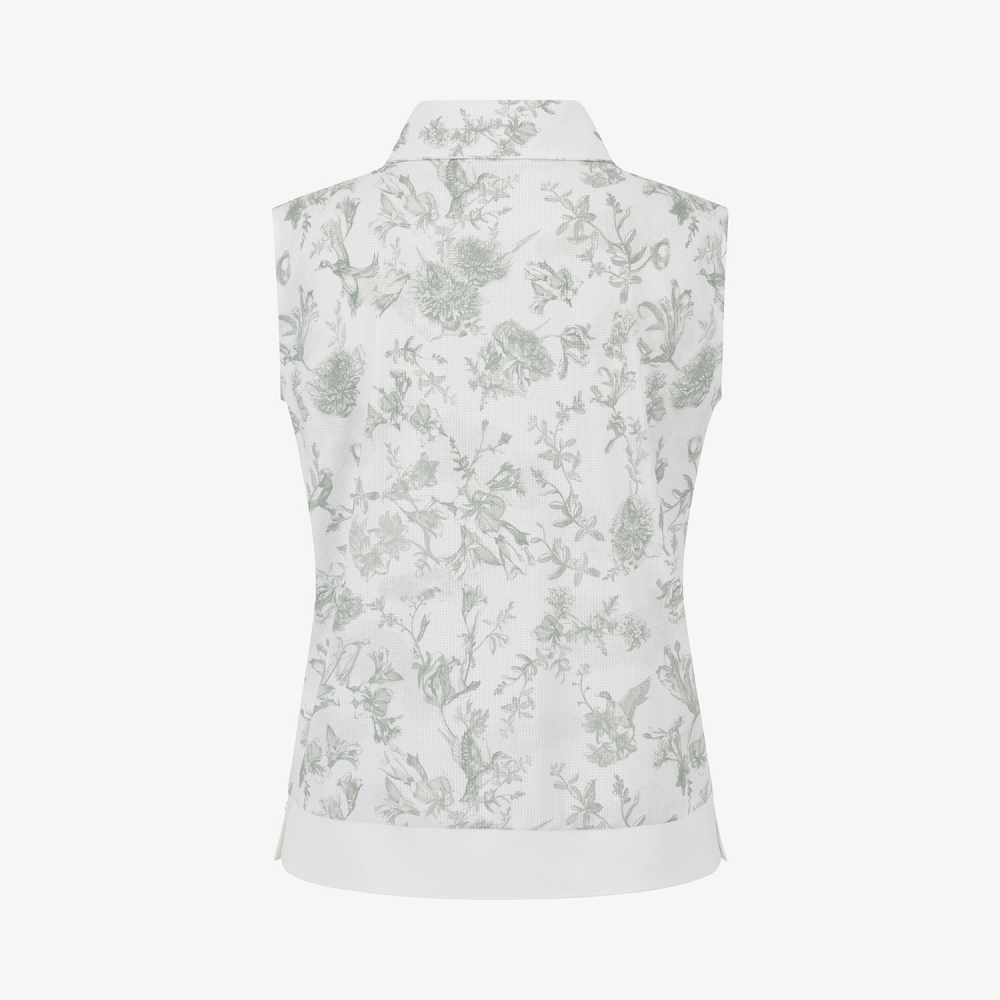 Nature Print Half-Zip Sleeveless_KH