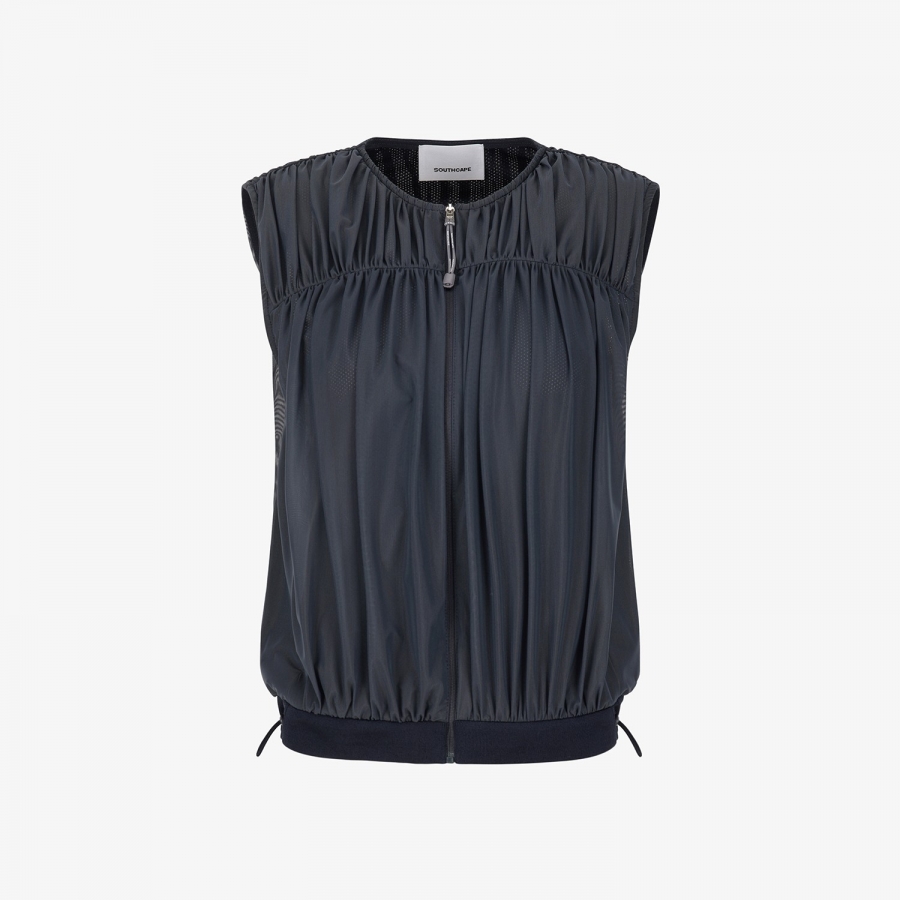 Shirring Full-Zip Volume Vest_DA