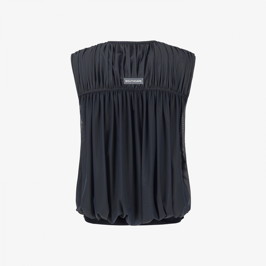 Shirring Full-Zip Volume Vest_DA
