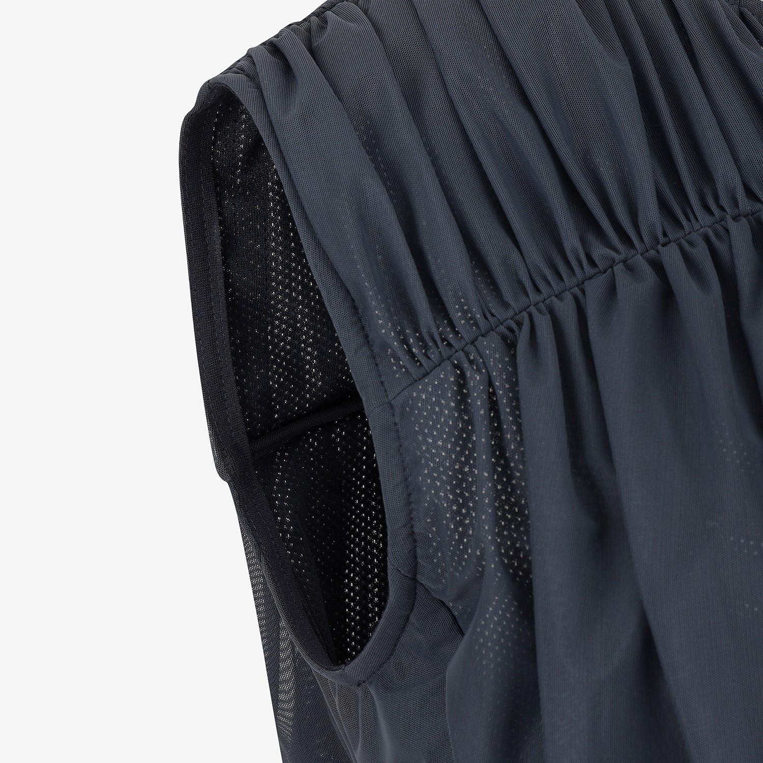 Shirring Full-Zip Volume Vest_DA
