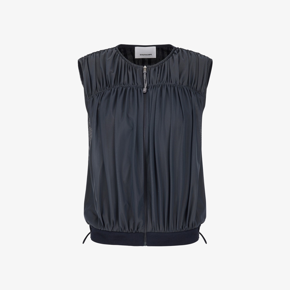 Shirring Full-Zip Volume Vest_DA