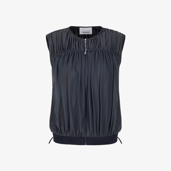 Shirring Full-Zip Volume Vest_DA