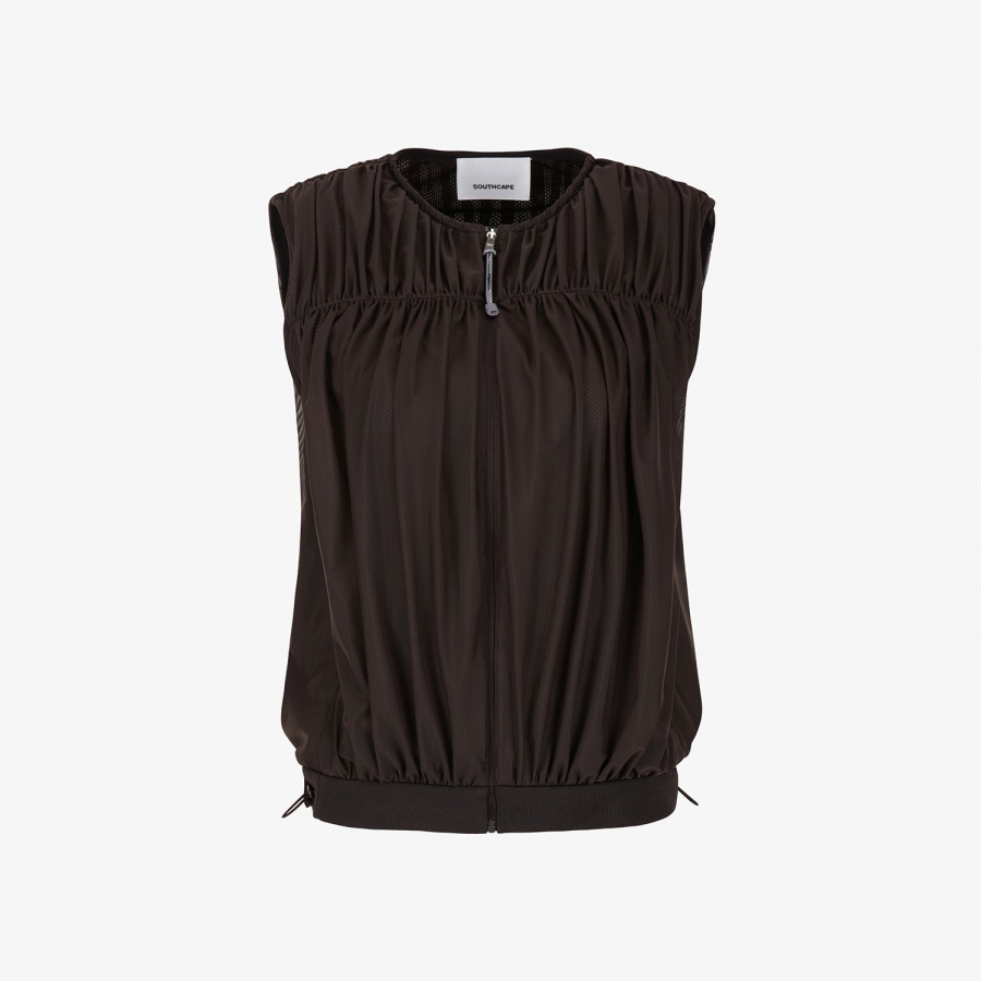 Shirring Full-Zip Volume Vest_DW