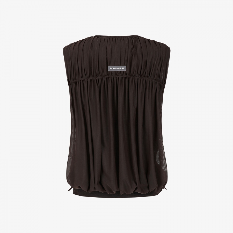 Shirring Full-Zip Volume Vest_DW