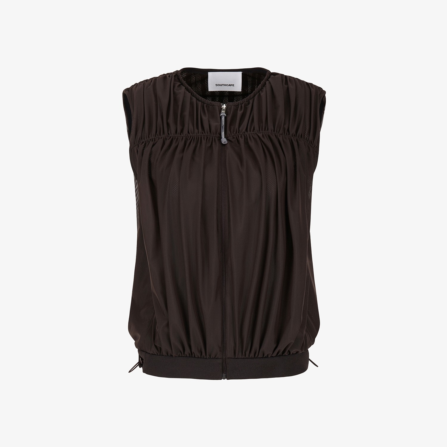 Shirring Full-Zip Volume Vest_DW