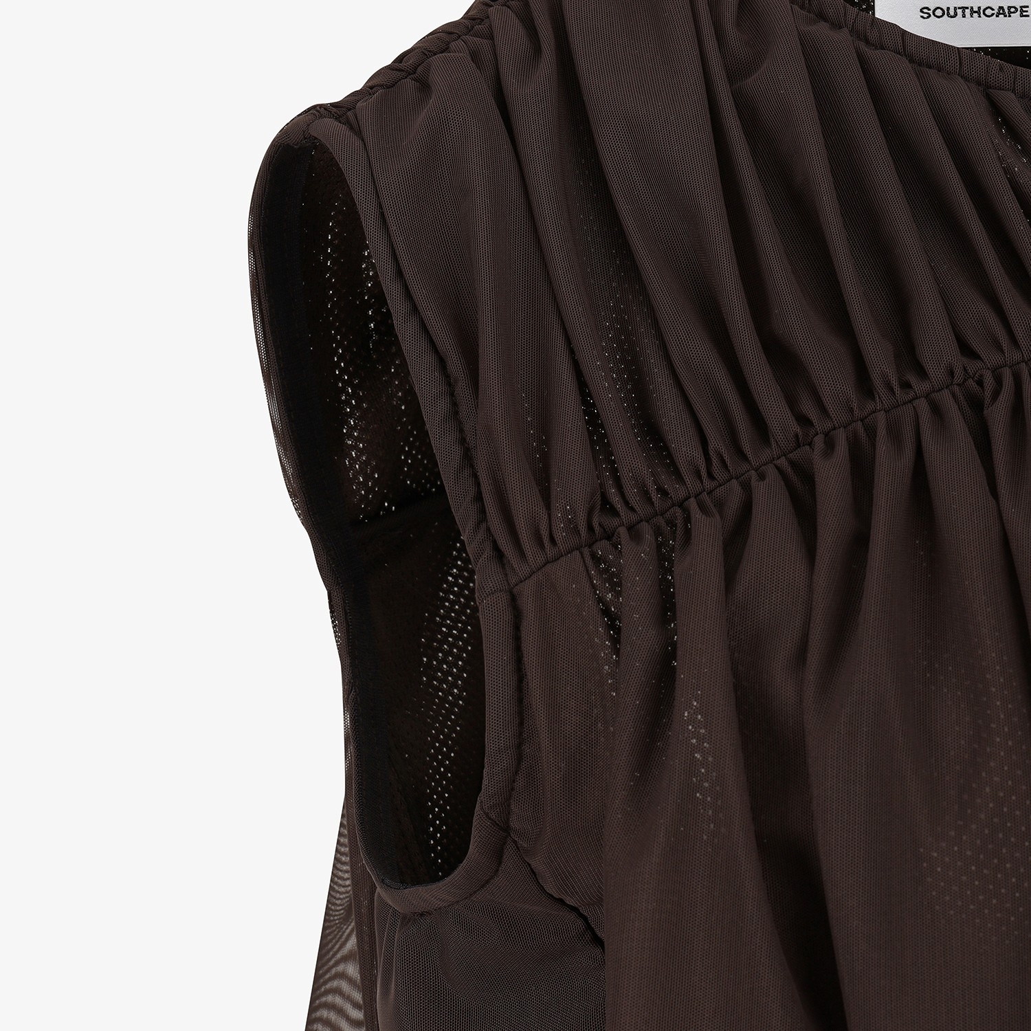 Shirring Full-Zip Volume Vest_DW