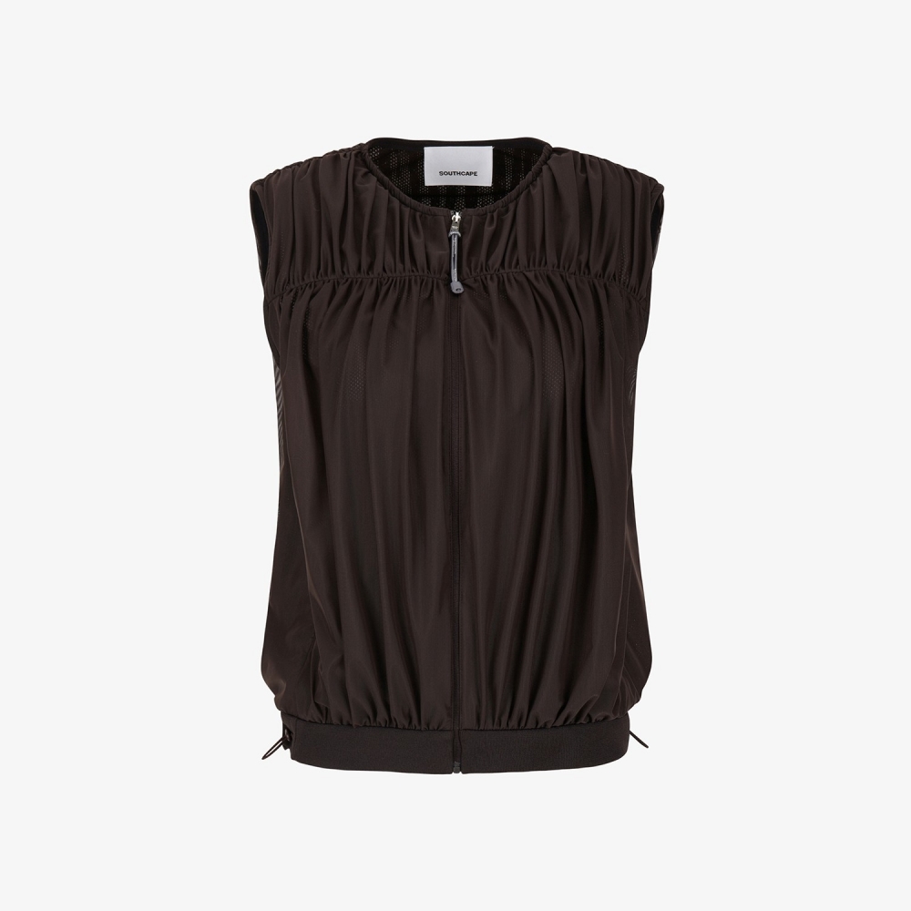 Shirring Full-Zip Volume Vest_DW