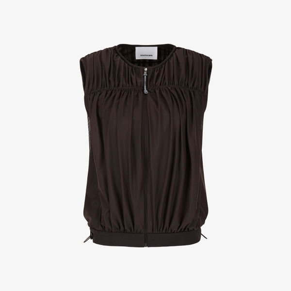 Shirring Full-Zip Volume Vest_DW