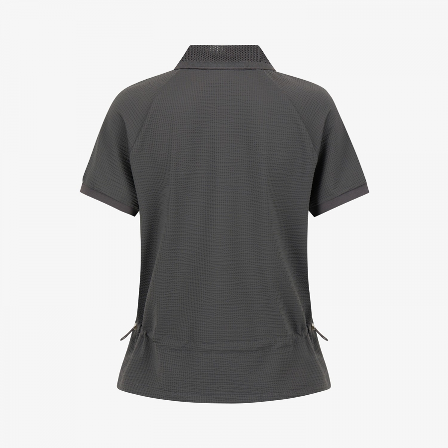 Waffle Texture String Collar T-Shirt_DG