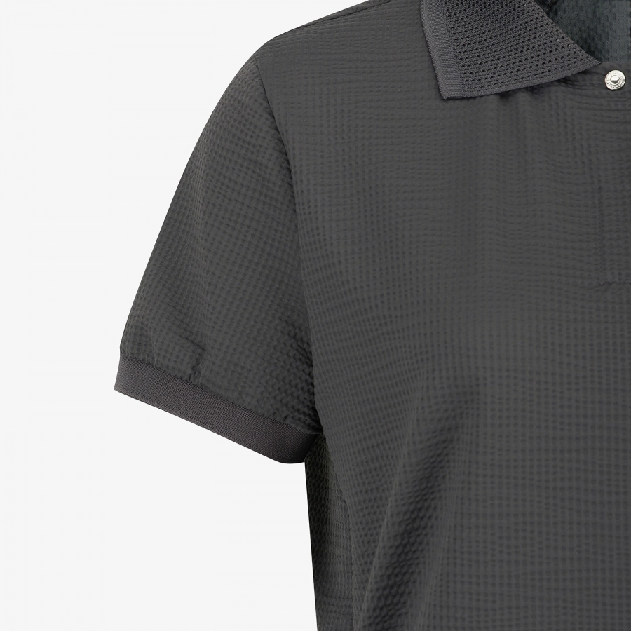 Waffle Texture String Collar T-Shirt_DG