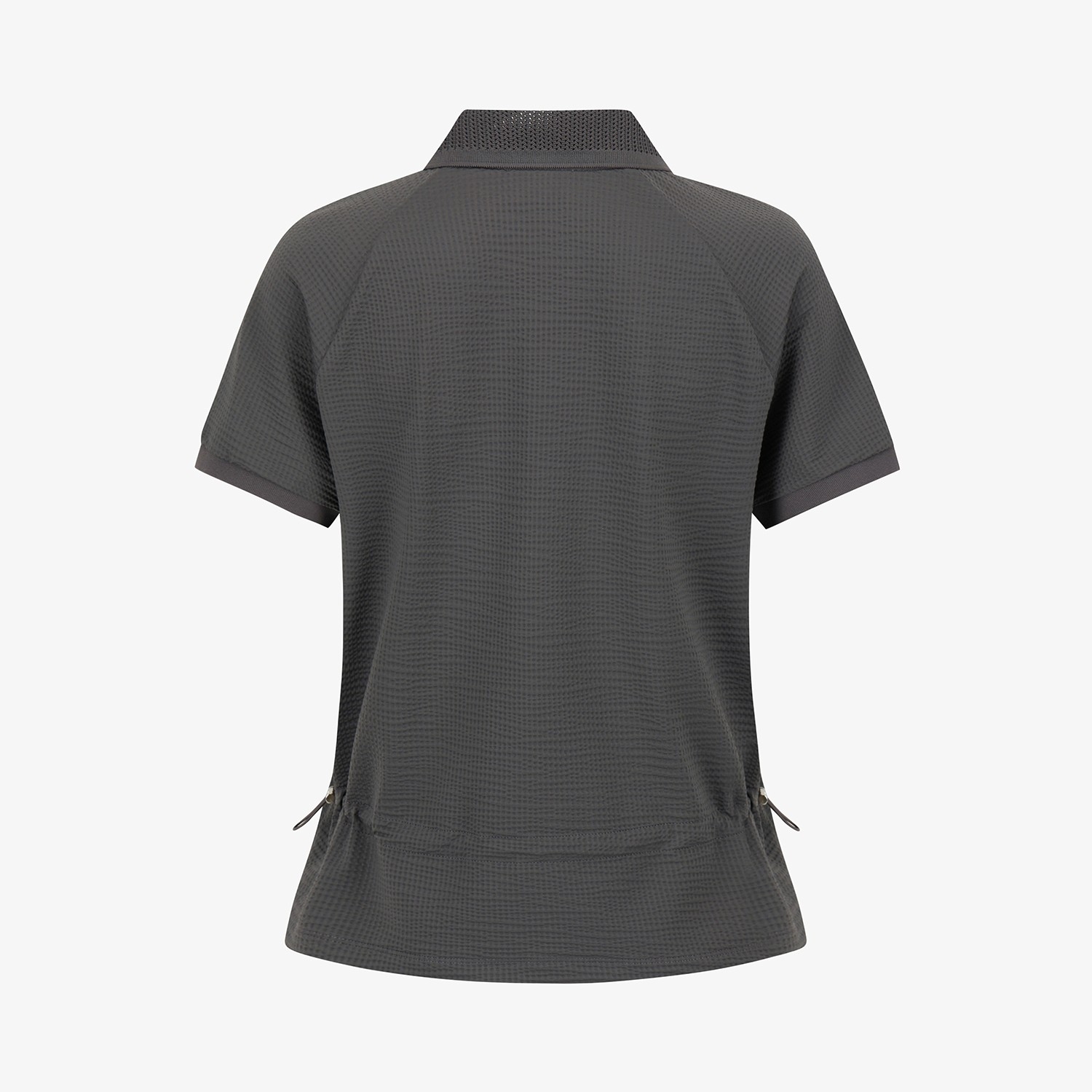 Waffle Texture String Collar T-Shirt_DG