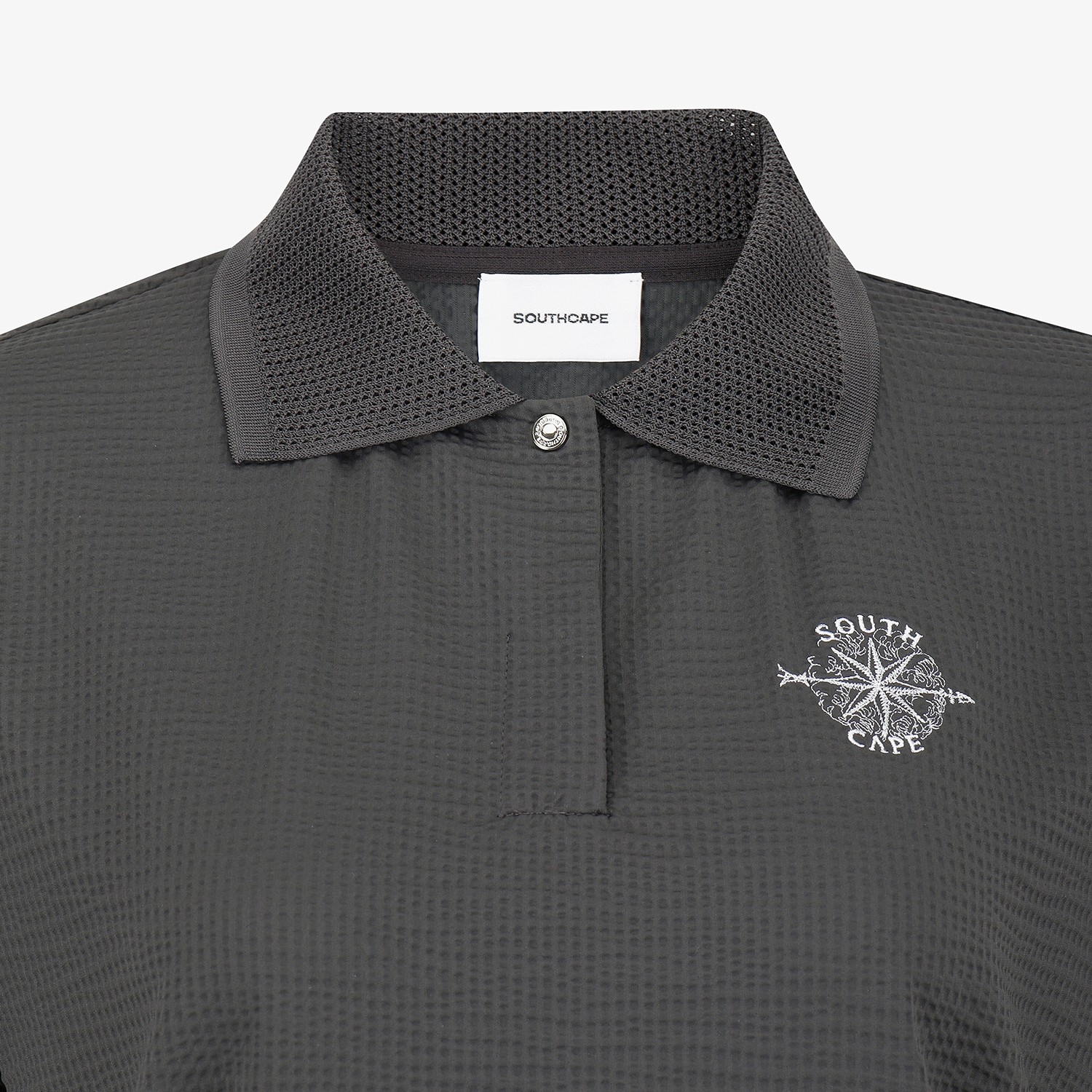 Waffle Texture String Collar T-Shirt_DG
