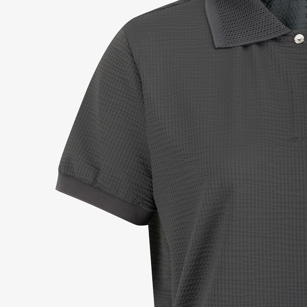Waffle Texture String Collar T-Shirt_DG
