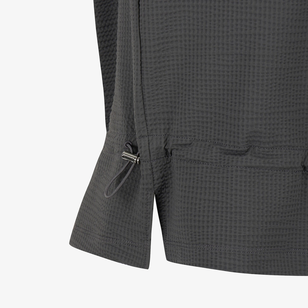 Waffle Texture String Collar T-Shirt_DG