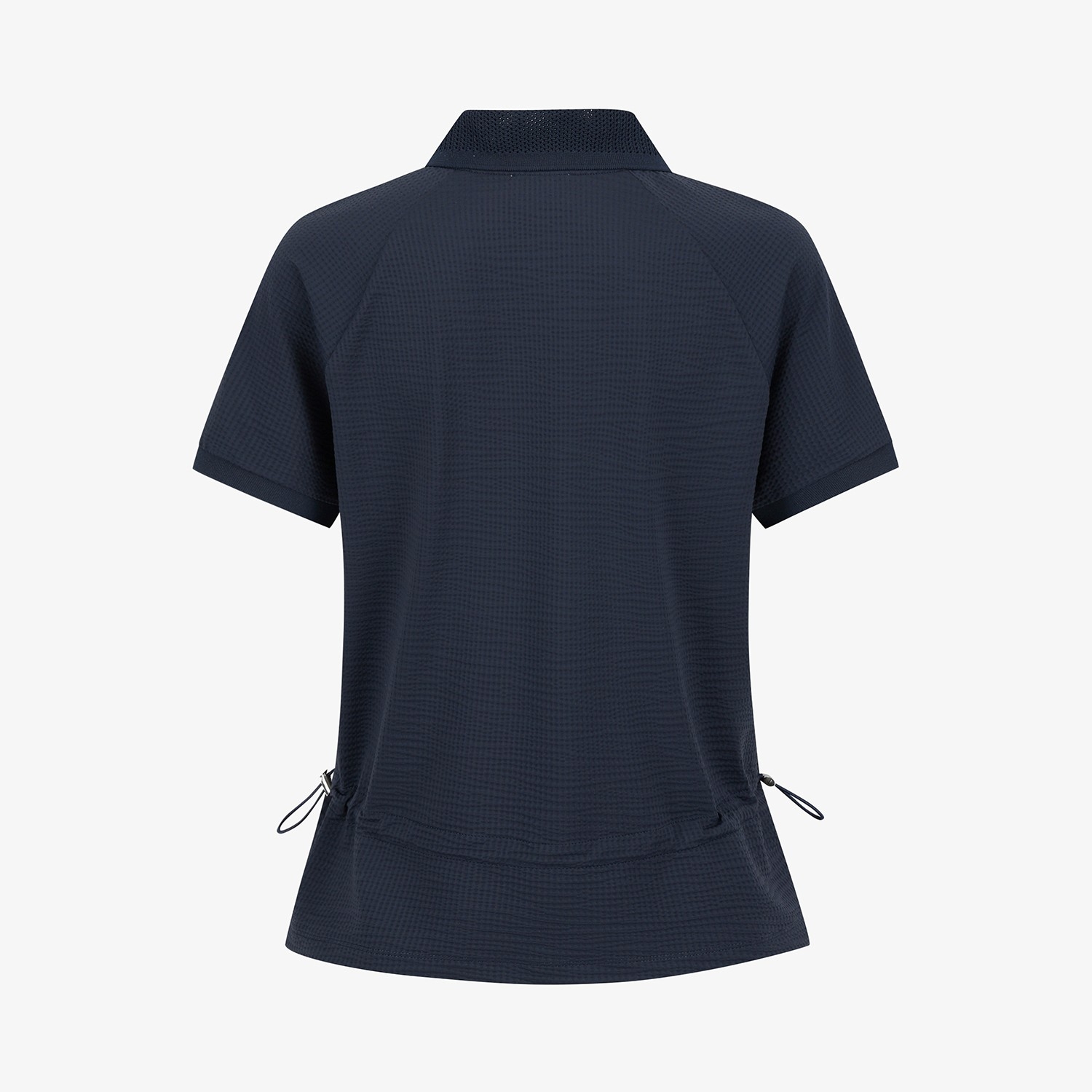 Waffle Texture String Collar T-Shirt_NA
